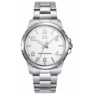 Reloj Mark Maddox para mujer con brazalete de acero esfera blanca y números plateados. -