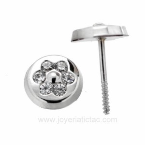 Pendientes niña oro blanco y circonitas -