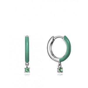 Aros esmalte verde mini colgante plata oro - 61076E000-38
