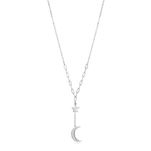 Collar luna y estrella circonitas plata - 13036C000-30