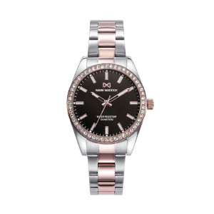 Reloj esfera marrón circonitas acero rosado - MM1001-47