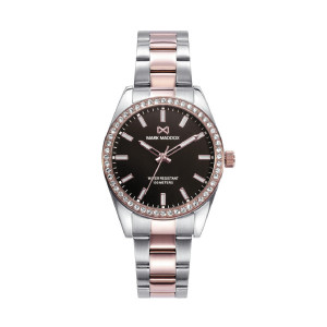 Reloj esfera marrón circonitas acero rosado - MM1001-47