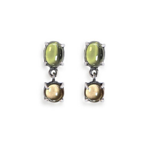 Pendientes piedra verde y marrón plata -