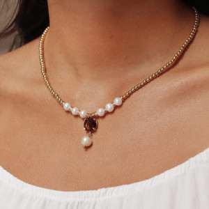 Collar PLATADEPALO dorado con perlas -