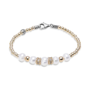 Pulsera dorada PLATADEPALO perlas -
