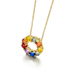 Colgante zafiros multicolor oro -