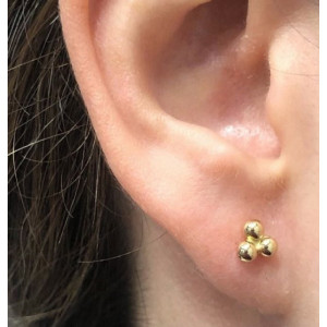 Pendientes trio bolas oro niña -