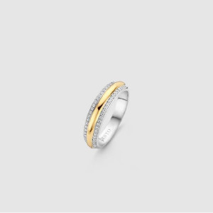 Anillo Ti Sento plata bicolor circonitas -