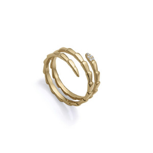 Anillo serpiente doble plata bañada en oro - 13244A014-30