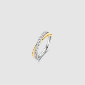 Anillo Ti Sento doble plata bicolor circonitas -