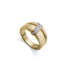 Anillo doble plata bañada en oro y circonitas - 9150A018-30