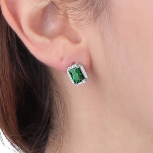 Pendientes plata verde esmeralda -