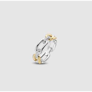 Anillo Ti  Sento eslabones circonitas plata -
