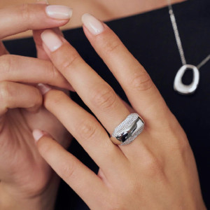 Anillo dos alturas circonitas plata -