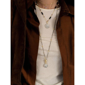 Collar GAGGI negro plata -