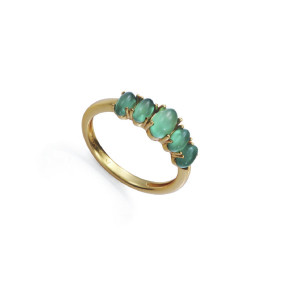 Anillo piedra verde plata bañada en oro - 2369A012-42