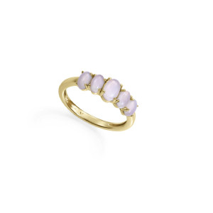 Anillo piedras rosas plata bañada en oro - 2369A018-40