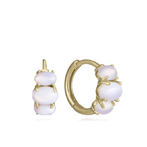 Pendientes piedras rosas plata bañada oro - 2369E100-40