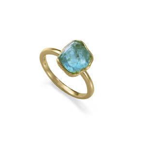 Anillo piedra natural azul plata bañada en oro - 2370A012-43