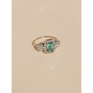 Anillo MIMAS08 oro plata piedra verde -