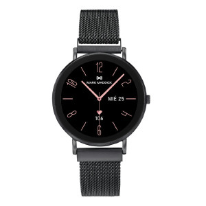 Reloj Smart caja de metal negra con malla milanesa de acero Ip negro - MS2002-50